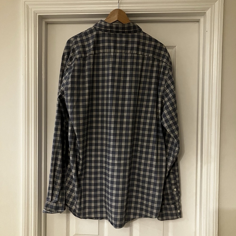 Faherty Men's XXL Blue Plaid Lightweight Flannel Shirt  Cotton Long Sleeve Light - Picture 4 of 10